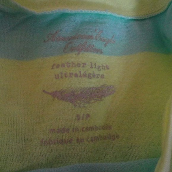 American Eagle Feather Light green/blue stripe tee - Picture 5 of 8